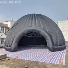 Festa esterna Igloo Tenda a cupola gonfiata Black Shelter con soffiatore d'aria per amicizia o promozione/pubblicità/vendite di bevande