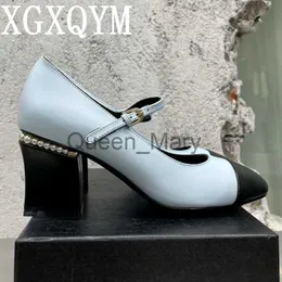 Отсти, обувь 2022 Новая пряжка, женские женские туфли на высоких каблуках заостренные пальцы на искренний кожа Mary Janes Brand Shoes Women Party Dress Fashion Shoes J230815