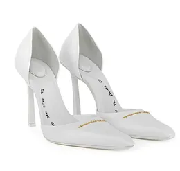 Luxury New Letter Small Square Head High Heels Women's Thin Heels Sexy White Shallow Mouth Hollow Headed Single Shoes 35-40