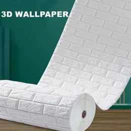 벽 스티커 DIY 3D 벽 스티커 벽지 롤 셀프 접착제 흰색 블루 핑크 회색 거품 벽돌 부엌 방 집 벽 장식 방수 230812