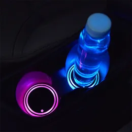 50pcs samochód LED Water Luminous Coaster Light RGB 7 Kolorowy czujnik USB Wibracje atmosfera lampa uchwyt samochodowy