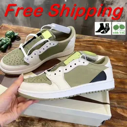 Authentic Jumpman 1s Ts x 1 Low Mens Shoes Golf Black Olive Designer Basketball Shoes Luxury Outdoor Sneakers Top Quality Size Available Fast Delivery Size 36-47