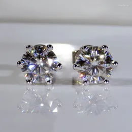Stud Earrings 14K White Gold Moissanite Classic 6 5mm/piece Total 1ct DF Color Engagement Wedding