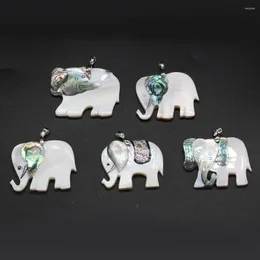 Colares de pingentes de casca natural Elefante Mãe de splicing de pérolas Charms de abalone para jóias Fazendo acessórios de colar DIY