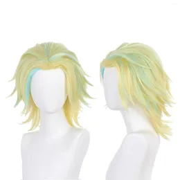 FORNITÀ DI PARTY TOKYO REVENSERS RINDO Haitani Wig Cosplay Anime Golden Blue Short Hair Synthetic Fibra Halloween