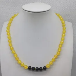 Zincirler Narin 8mm Siyah Onyx Topaz Yüzlü Boncuk Kolye Lady's Moda Mücevher Hediyesi