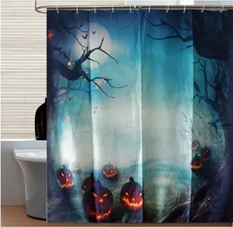 Duş Perdeleri Cadılar Bayramı Pet Kabak Tasarımı Polyester Kumaş Perde 180x180 cm Su geçirmez ve küf geçirmez dekor