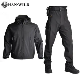 Men s jackor Camo Army Men Military Clothing Camping Airsoft Tactical Pants Combat Suits Softshell Jacket Windbreaker Hunting Clothes 230814