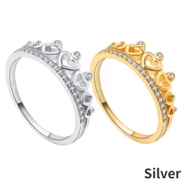 Vintage S925 Sterling Silver Personality Exageted Creative Fashion Refined New Crown Love Full Diamond Female Ring