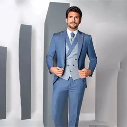 Erkekler Blazers 2023 İnce Fit Erkekler Düğün için 3 Parça Blazer Yelek Pantolonu Yakası Resmi İş Damat Giyim Smokin Kostüm Homme 230814