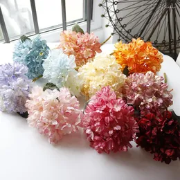 Decorative Flowers Vintage Hydrangea Silk Artificial Burnt Edged Fake Wedding Table Fall Decorations Flores Artificiais