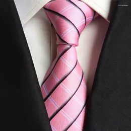 Papite cravatte cravatte di seta rosa per uomini abiti da business formale per gli uomini donne a strisce jacquard intrecciata accessori per abiti gravati