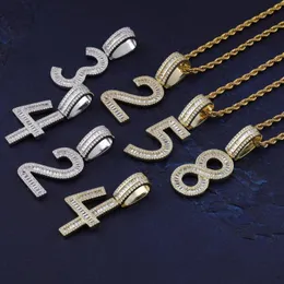 Colares pendentes Jinao Hip Hop1-9 Nome lateral da escada Número de pingingnecklace gelado jóias cúbicas