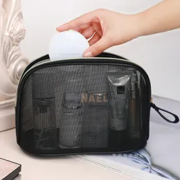 Simple Mesh Large Capacity Wash Bag out Portable Portable Storage Bag Transparent Travel Net Red Ins Cosmetic Bags