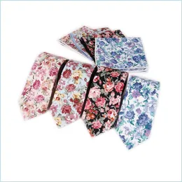 Nackband blommor för män 6 cm bomull mager slips kvinna cravat slipsar party smal casual tryckt halskläder 3648 Q2 droppleverans mode dh4fv