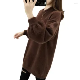 Women's Sweaters Sweater Women 2023 Autumn Winter Thick Warm Cashmere Pullovers Tops Female Solid Color Loose Water Velvet Knitted W1747