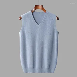 Maglioni maschili autunno/inverno puro cashmere abbigliamento a v-scollo a colori solidi pullover sciolto e maglione caldo