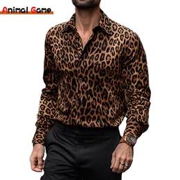 Mężczyzn Casual Shirts Mens Fasher Lopard Design Druft Dress Shirt 230814