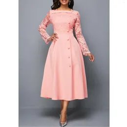 Plus Size Dresses Elegant Women Party Dress 5XL Sweet Pink Mesh Evening Embroidery Design Spring Autumn Female Prom Vestido