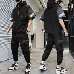 Trajes masculinos traje de hip-hop traje de pista masculino de pista masculino Man Bolsa de zíper da calça de zíper para fora do madre