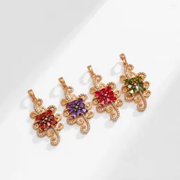 Hänghalsband 1st halsband damer lyxiga rosa röda grön kristallguld pläterade charm DIY smycken gåva x000787600