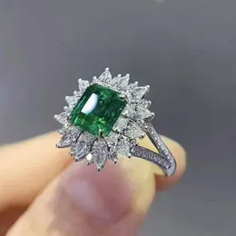 Band Rings Huitan Luxury Green CZ for Bridal Wedding Ceremony Party Fashion Accessories High Quality Womens Statement Jewelry 230814