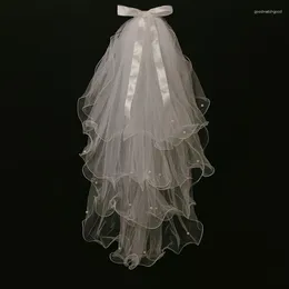 Velo da sposa velo di tulle corto con pettine 2023 Accessori per matrimoni mariage 2 strati avorio bianco serio semplice per le donne