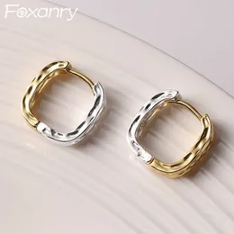 Stud Foxanry Evite alergias Brincos coloridos de prata para mulheres Casais Moda Criativa Irregular Geometric Handmade Jewelry 230814