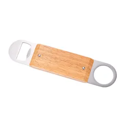 Creative Wooden Handle Flat Bottle Opener Stainless Steel Bottle Opener Simple Beer Opener For Kitchen Bar or Restaurant LX6029