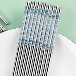 Chopsticks Vuxen högkvalitativ inställning Hållbar återanvändbar blå och vit porslin matköksredskap med hög efterfrågan