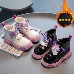 Sneakers stivali per bambini per ragazze scarpe da calore inverno per bambini pelliccia Chelsea caviglia toddlers booties rosa viola nero 230814