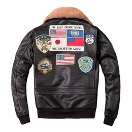 남자 재킷 공군 G1 비행 재킷 두꺼운 퀼트 재킷 상단 레이어 젖소 가죽 자켓 남자 코트 겨울 자켓 M212 230812
