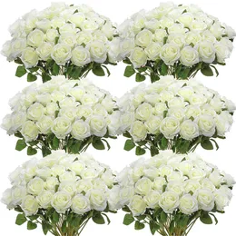 Flores decorativas grinaldas 50 PCs Artificial Rose Flower Roses de seda Bouquet Real Looking Fake Roses For Home Centerpieces Decorações de festa 230812