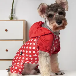 Hundkläder regnrock för hundar polka prickar 3 färg dragsko huva lätt vikt valp nallade kläder husdjur
