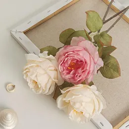 Fiori decorativi 1pcs bouquet artificiale romantico bordo focale rose di seta arredamento per la casa di nozze Disporre piante finte regali di San Valentino