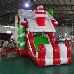 Commercial kids Trampolines Inflatable Christmas entertainment jumping waterslide bounce Santa Clause house chateaux blow up water slide with pool by ship to door