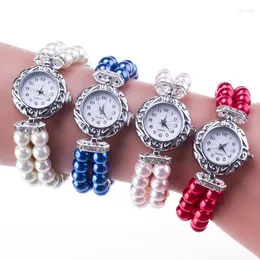 Нарученные часы элегантные для Gilrls Studengts Casual Watches Fashion Pearl Bracelet Женщины Relogio fominino