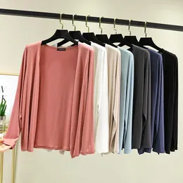 Women's T Shirts Lady's Modal Short Cardigan Spring Summer Thin T-shirt Öppen-front Långärmar Casual Sol-Proof Clothing Air-Conditioned