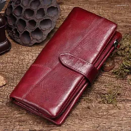 Wallets HUMERPAUL Women's Wallet Genuine Leather Long Handle Bag Multi Functional Coin Purse For Women