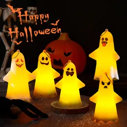 Other Event Party Supplies Halloween Ghost Face Led Lamp Luminous Keychain Pendant Warm Light Decoration Props for Kids Friends Gifts 230814