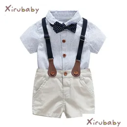 Giyim setleri erkek bebek beyefendi 3pcs kıyafetler yaz doğumlu tirizli gömlek giysileri parti giymek için drop dağıtım çocuklar annelik dhemq