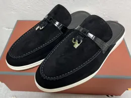 5A 5972 Terlik Loropiana Lp Süet Yazda Gider Babouche Loafers Sandalet Katırları İndirim Desinger Ayakkabı Kadınlar İçin Boyut 35-42 Fendave