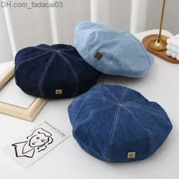 Cappelli larghi cappelli a secchio beretto in denim beretto retrò casual primavera/estate pittore cappello da pittore coreano beretto blu cappello da donna z23814