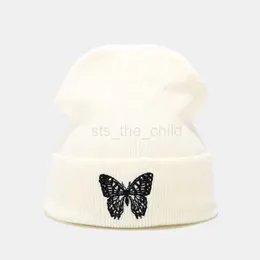 Шапочка/черепа кепки модные вязаные шляпы шляпы бабочка вышивка зима теплые лыжные шляпы черепа кепки мягкая эластичная кепка спортивные капоты мужчины женщины