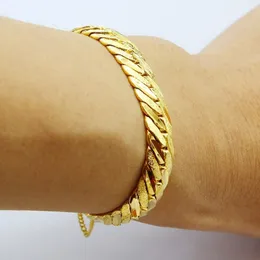 Charmarmband grossist 24k guld gp 12mm bredd mäns armband / armband 19,5 cm mode ren guldfärg män smycken armband lägre pris 230814