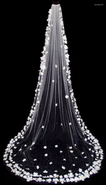 Bridal Veils Sale Veu de Noiva للعروس ذات الزهور بالخرز بحافة 2 متر Longo Voile Mariage 2023