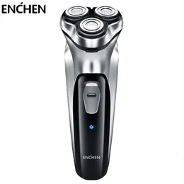 Barbeadores elétricos Enchen Blackstone Electric Face Shaver Razor para homens 3D Lâmina flutuante lavável USB Recarregável Máquina de barba 230814