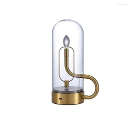 테이블 램프 디자이너 램프 LDE 촛불 화염 물 방울 침실 충전식 LED가 매달린 장식 유리 밤