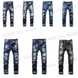 Dżinsy męskie dżinsy w trudnej sytuacji Rowerzysta motocyklowy motocykl rowerzyści dżinsów dla mężczyzn mody Mans Black Pants pour hommes t230814