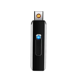 Latest Plastic Usb Rechargeable Electronic Lighter Gift Package Electric Cigar Cigarette Smoking Tobacco Windproof Lighters 5 colors choose